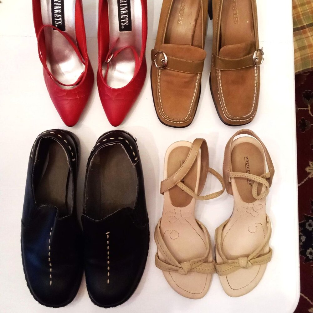 DAMAGED SHOES Lot of 4 pair with cracks Women's size 6 - 8 Leather Suede Loafers